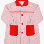 Bata azul- cuello rojo